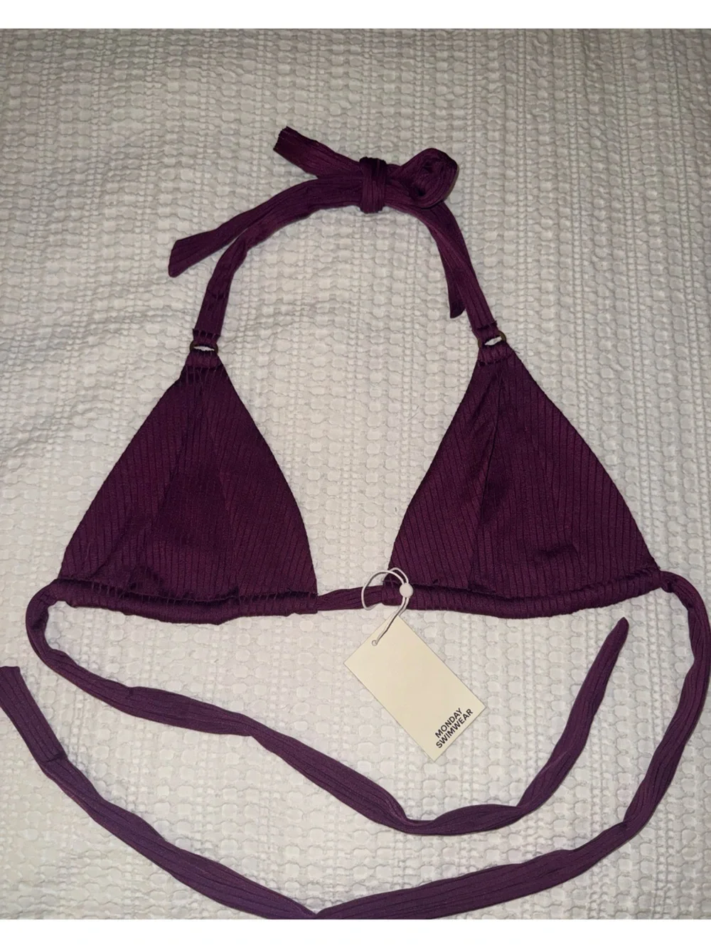 Monday Swimwear ribbed Morocco bikini top in eggplant purple BNWT new VVV XXL